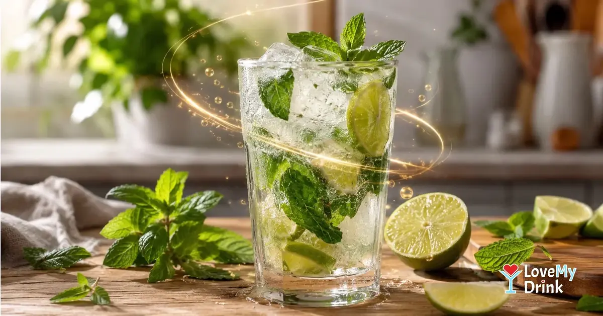 Fresh Virgin Mojito mocktail with mint, lime and crushed ice