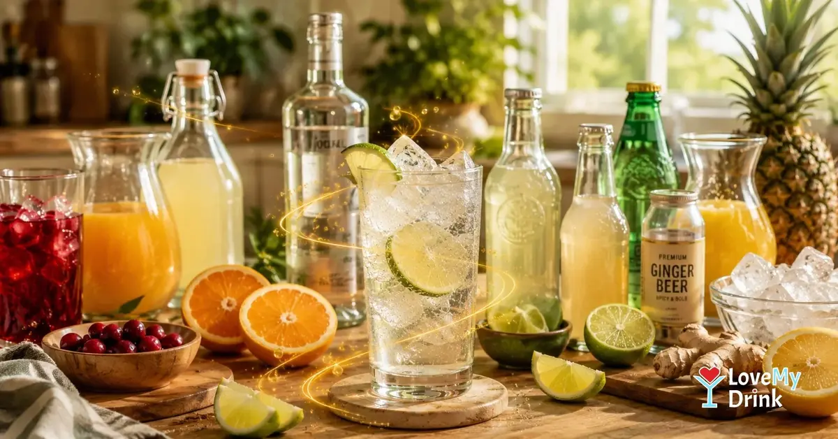 Vodka with easy mixers like cranberry juice, soda, lemonade, pineapple and citrus